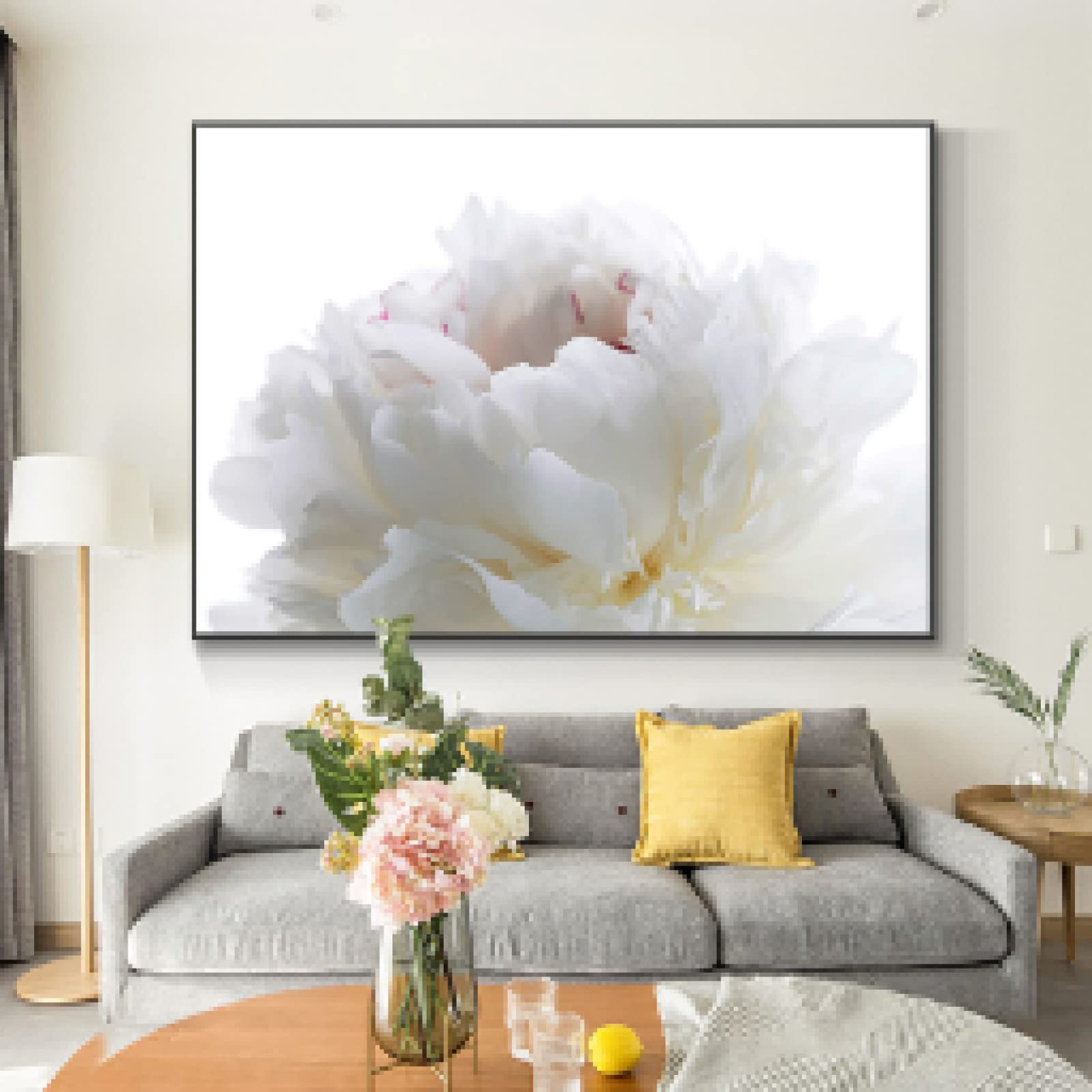 Amazon｜白の新鮮なユリの花キャンバス絵画北欧のポスターとプリント
